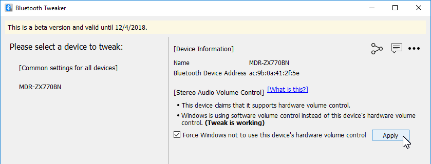 Bluetooth Tweaker 1.1.1.1