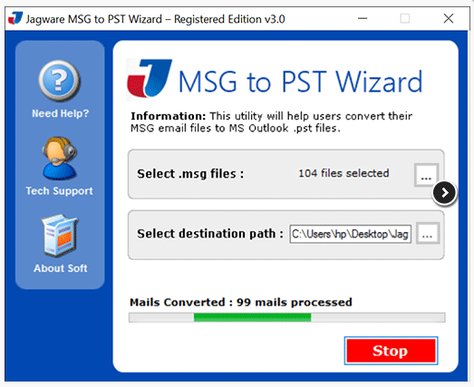 Jagware MSG to PST Wizard 3.1