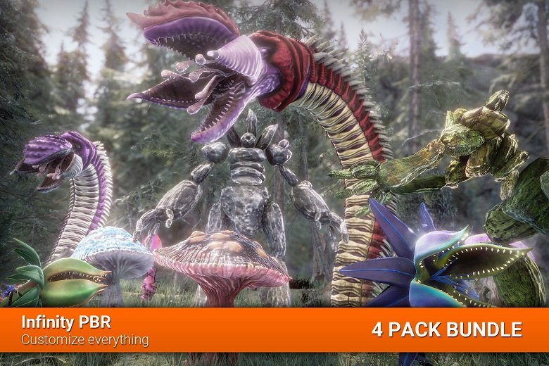 Unity Asset – Monster Bundle #1 – Mushroom Monster, Giant Worm, Rock Monster, Plant Monster