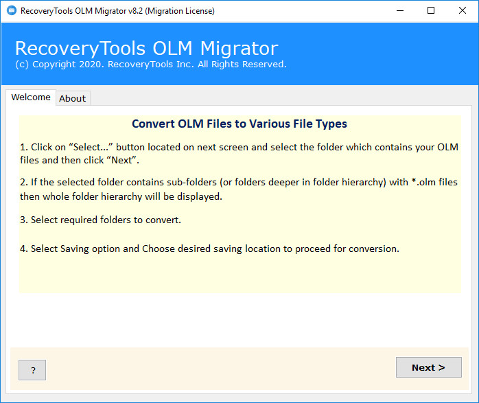 RecoveryTools OLM Migrator 8.2