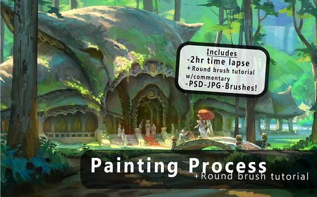 Gumroad – Round Brush Painting + Brush Tutorial By Jeremy Fenske