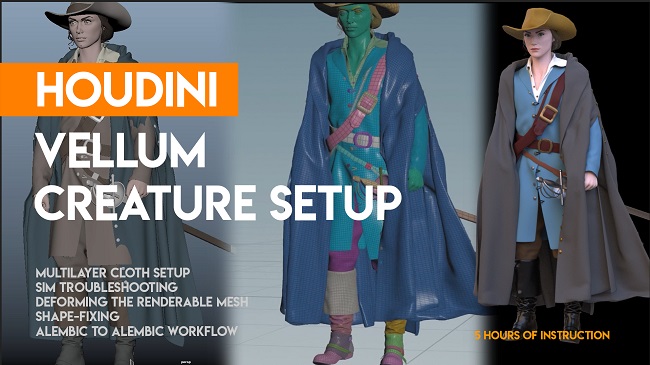 CGCircuit – Houdini Vellum Creature Setup