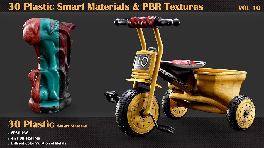 30 Plastic Smart Materials & PBR Textures – VOL 10