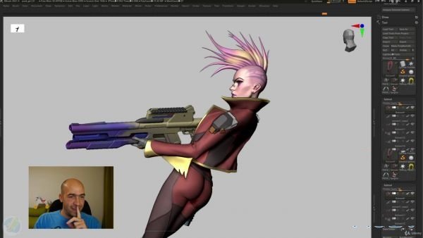 Stylized Cyberpunk girl in Zbrush course