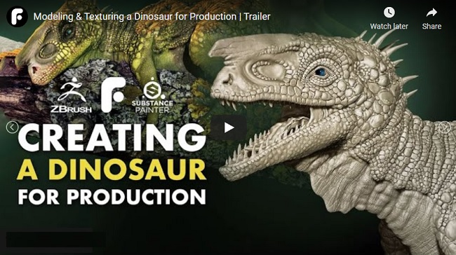 FlippedNormals – Modeling & Texturing a Dinosaur for Production | Complete Edition