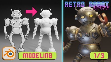 Retro Robot 1/3: Modeling from Concept in Blender 2.9