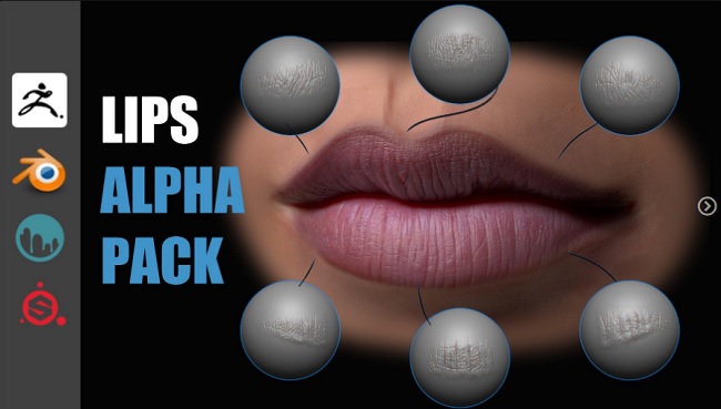 Artstation – Lips Detail Alpha Pack (zbrush, blender, 3dcoat, substance)