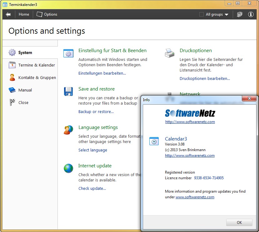 SoftwareNetz Calendar 3.08