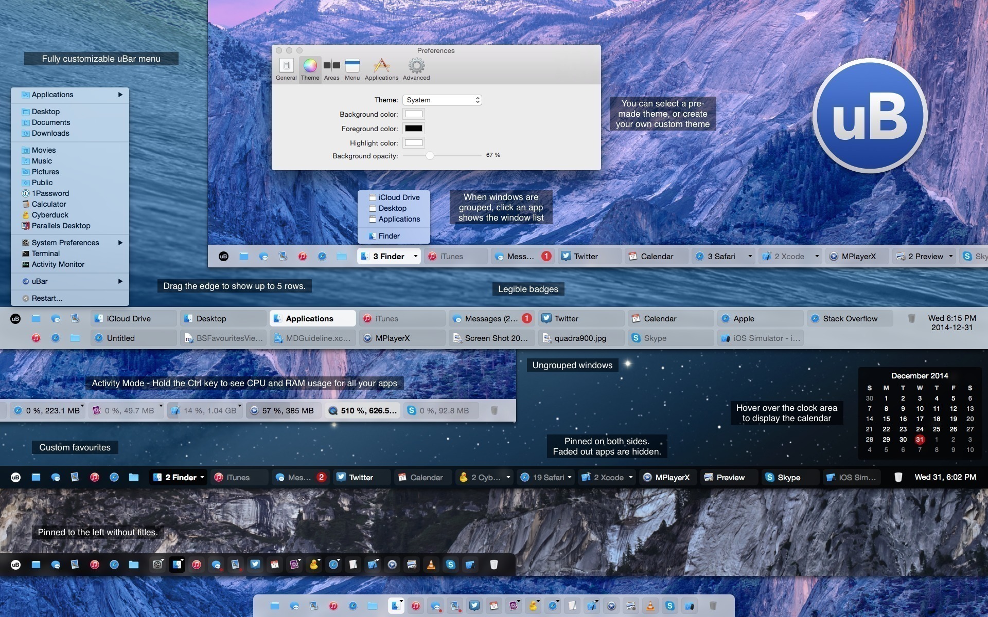 uBar 4.0.1 Mac OS X