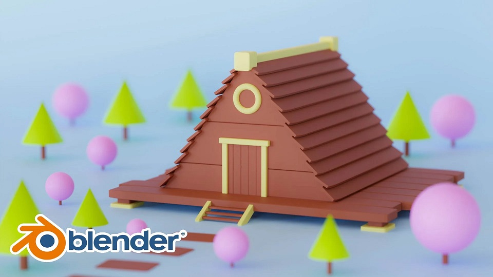 Blender 3D: Easy Cartoon Wood Home Scene