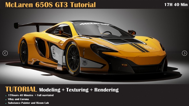 Mclaren 650s Gt3 Tutorial ( Modeling, Texturing, Lighting )