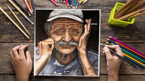 Portrait Drawing- Drawing an Old Man with Colored Pencils
