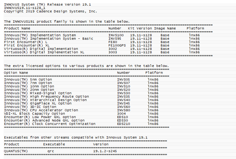 Cadence INNOVUS version 19.11.000 (ISR1)