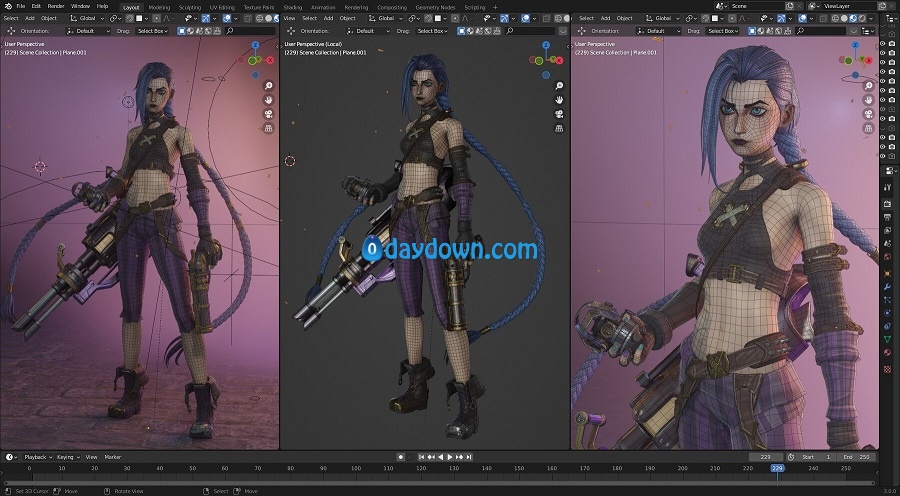 JinX modeling – Blender 3.0 – Full process video and 3D model
