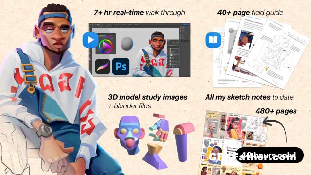 Gumroad – Ben Eblen Illustrating a Stylized Character – 7 hour real-time walk through
