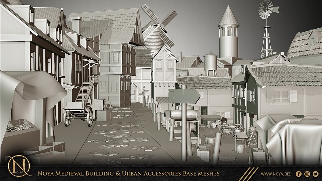 Arstation – Noya Medieval Building & Urban Accessories Base Meshes