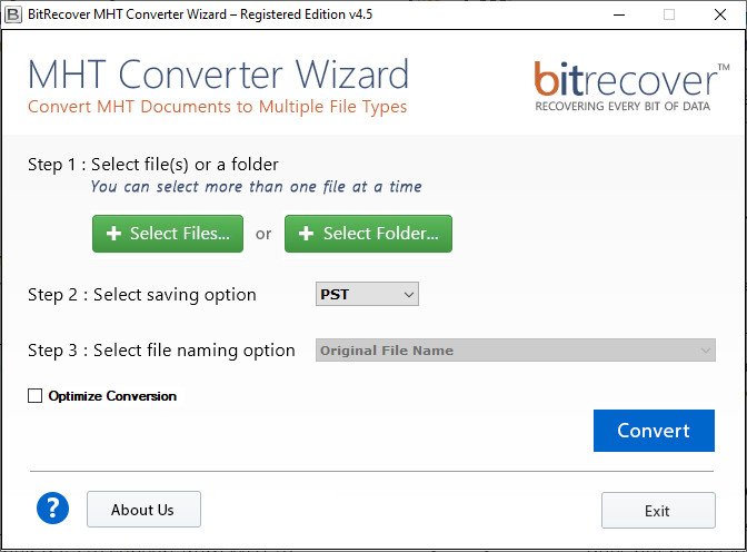 BitRecover MHT Converter Wizard 4.5