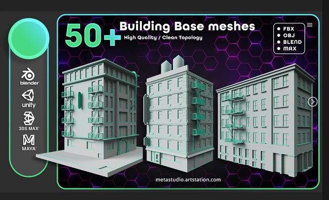 Artstation – 50 Building Base Mesh