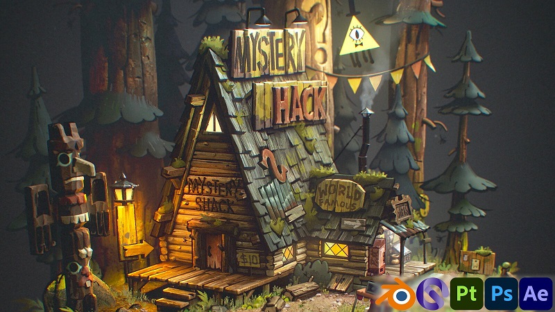 Gumroad – Mystery Shack – Stylized 3D Diorama – Tutorial