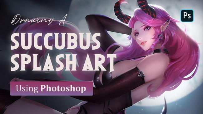 Wingfox – Drawing A Succubus Splash Art Using Photoshop