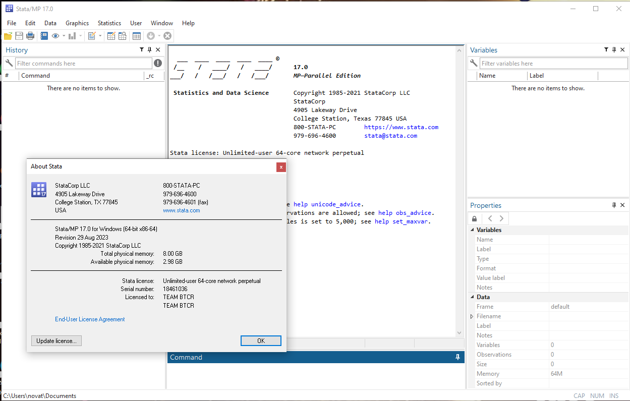 StataCorp Stata 17 (rev.29092023)