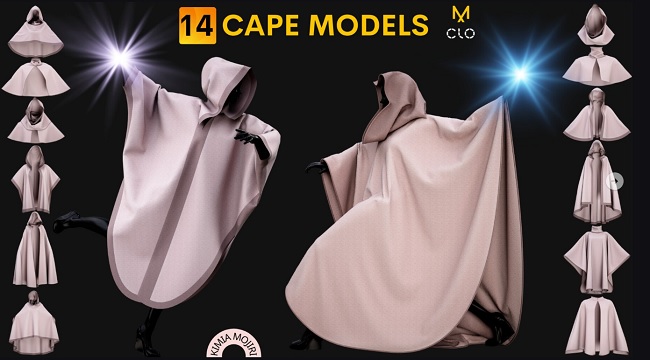 Artstation – 14 Cape Models (Male / Female) – Marvelous Designer / CLO3D PROJECTS+OBJ+FBX