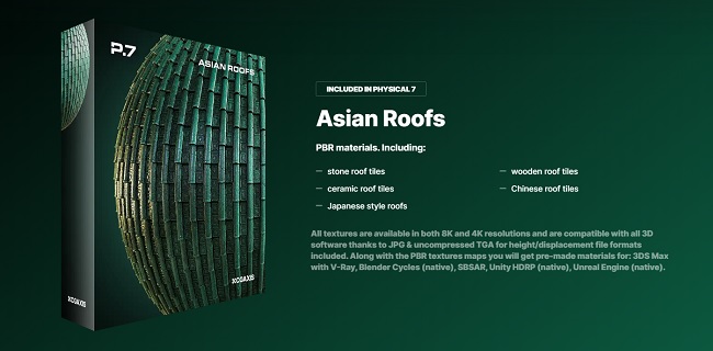 CGAXIS – Physical 7 PBR Asian Roofs Collection