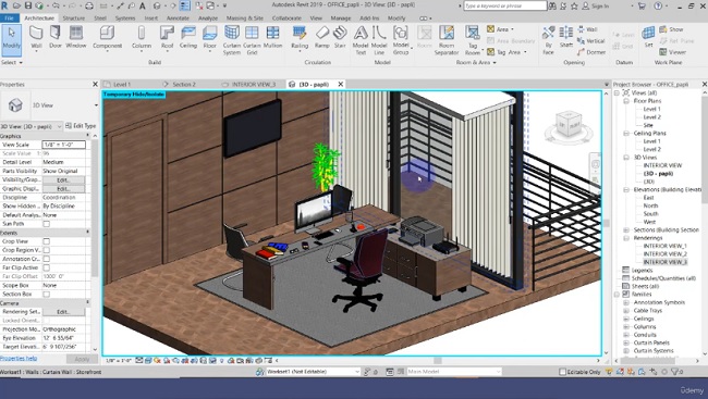 Revit Arch. : Modeling & Rendering Interior office project