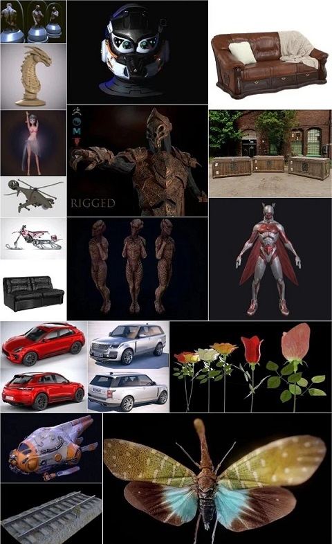 PBR Game 3D-Models Bundle 1 October 2023