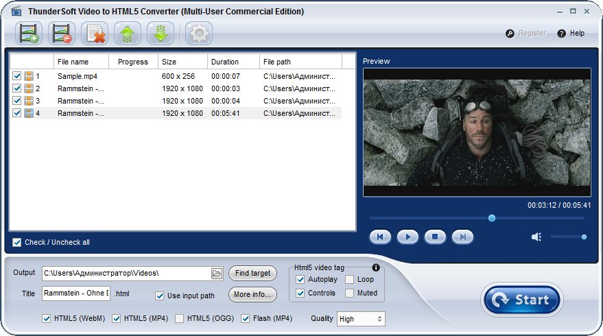 ThunderSoft Video to HTML5 Converter 4.5.0