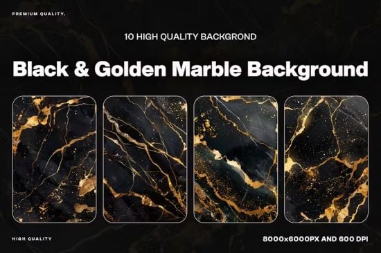 10 Black & Golden Marble Background Texture - PXRXBGB