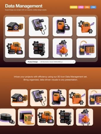 EE – Data Management 3D Icon Pack 6VQ3DGS