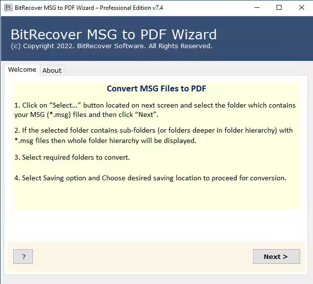 BitRecover MSG to PDF Wizard 26.1
