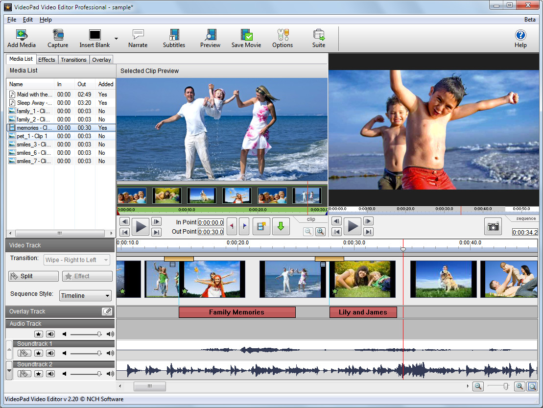 NCH VideoPad Video Editor 3.12