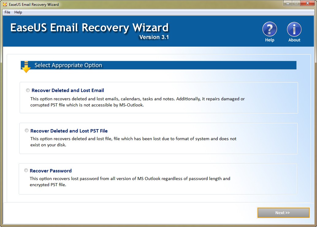 EaseUS Email Recovery Wizard 3.1