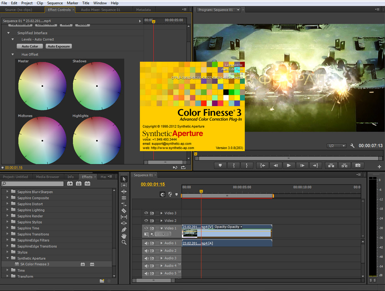 Synthetic Aperture Color Finesse Pl 3.0.8 for Adobe Premiere Pro
