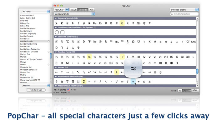 PopChar 6.3 (Mac OS X)