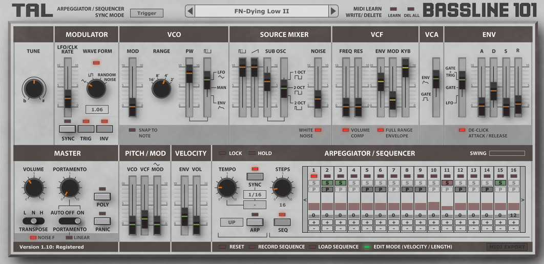 Togu Audio Line TAL-BassLine-101 1.10 (Windows/MacOSX)