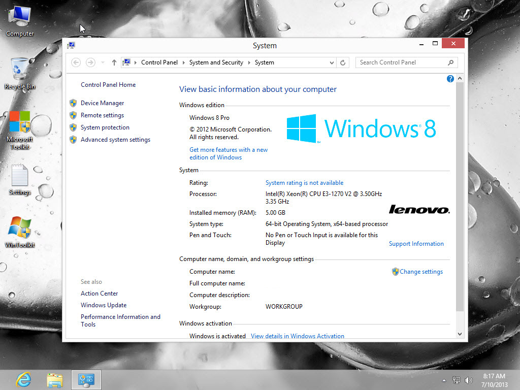 Microsoft Windows 8 Pro Lenovo x64 OEM