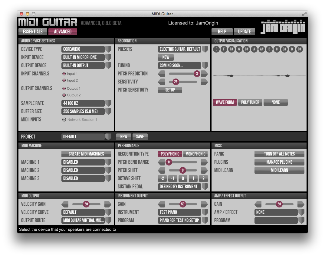 Jam Origin MIDI Guitar v0.8.2 (Win / Mac OS X)