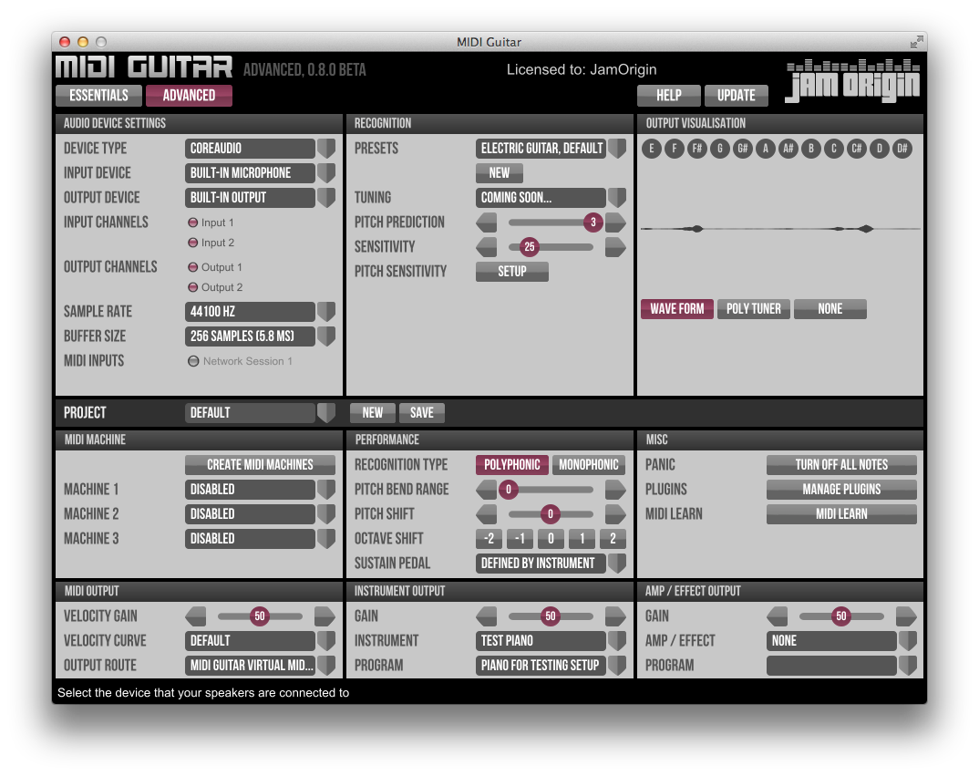 Jam Origin MIDI Guitar v0.8.2 (Win / Mac OS X)