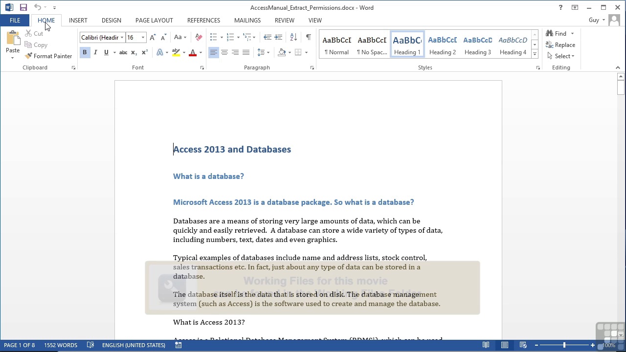 Learning Microsoft Word 2013