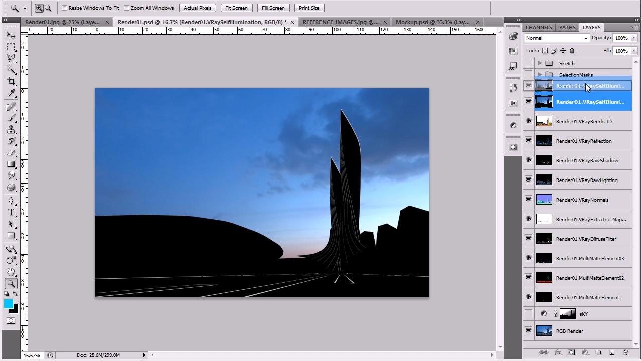 Rendering an Architectural Night Scene in V-Ray and Photoshop