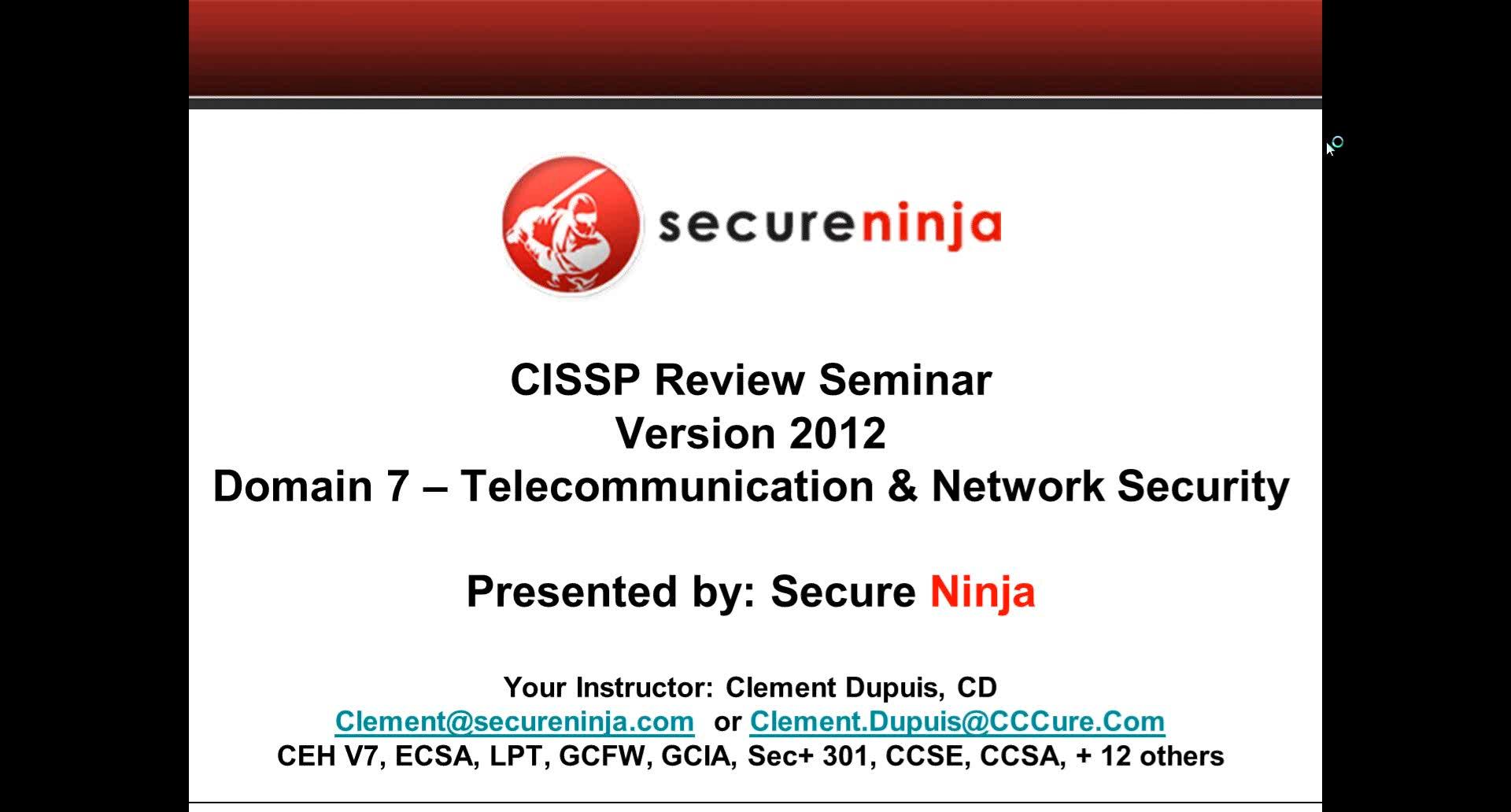 CISSP Video Training Boot Camp 5 days with Clement Dupuis