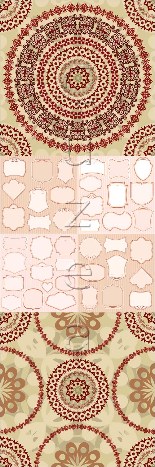 复古饰品 Vintage ornaments and frame in vector