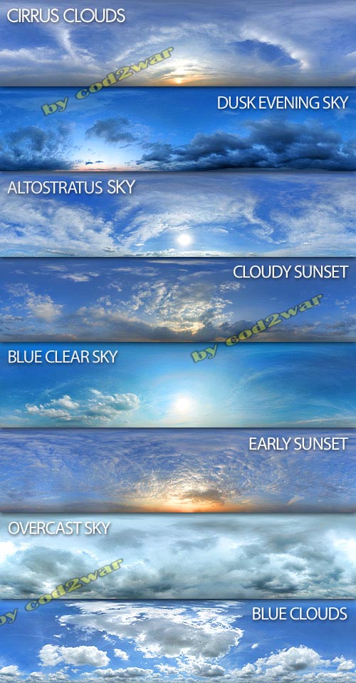 天空全景纹理 Exterior Seamless Skies Panoramic Textures