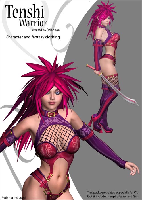 Renderosity Tenshi Warrior Outfit V4, A4 & G4 Renderosity Tenshi Warrior Outfit V4, A4 & G4