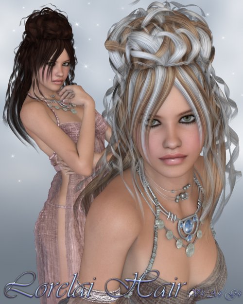 Rendeosity Daz/Poser Lorelai Hair V4-A4-G4