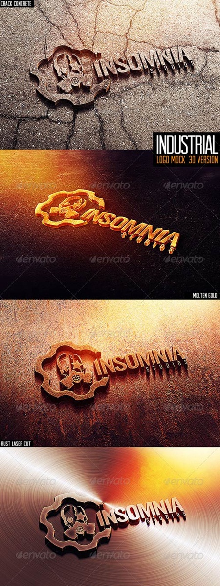 Industrial Photorealistic 3D Logo Mock-Up