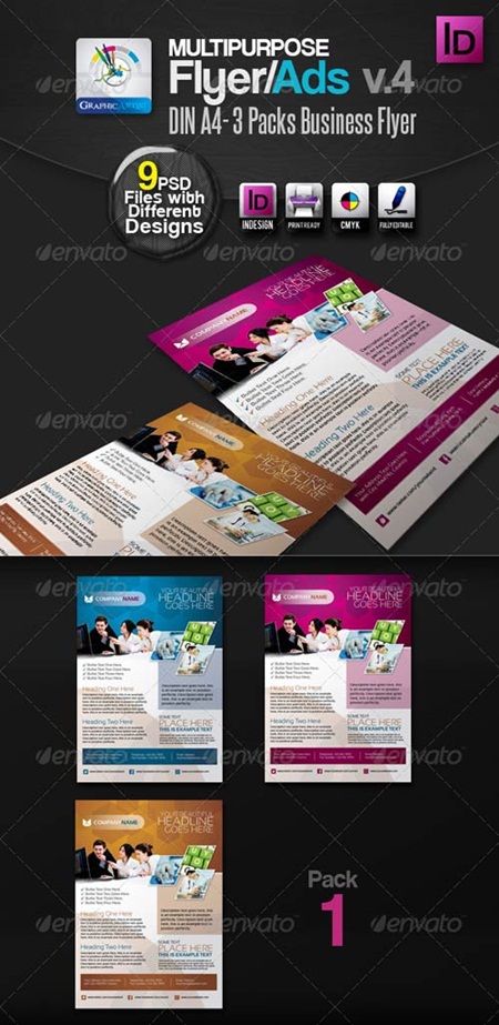 Multipurpose InDesign Flyers/Ads Pack v.4